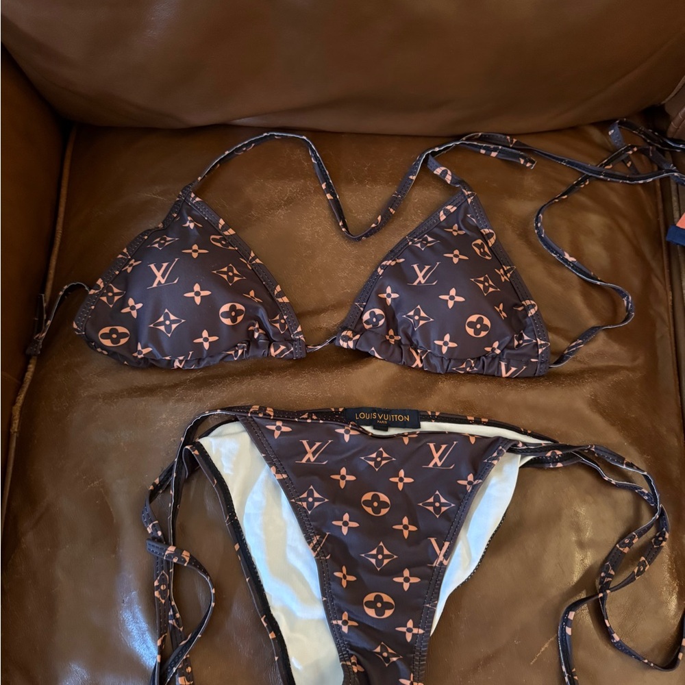 Louis Vuitton Brown Bikini Set